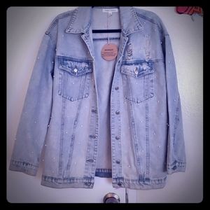 Honey punch Jean jacket with pearls
